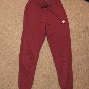 Burgundy Women Nike Essential Joggers